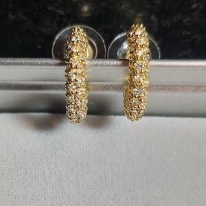 Dazzling Gold Crystal Hoop Earrings